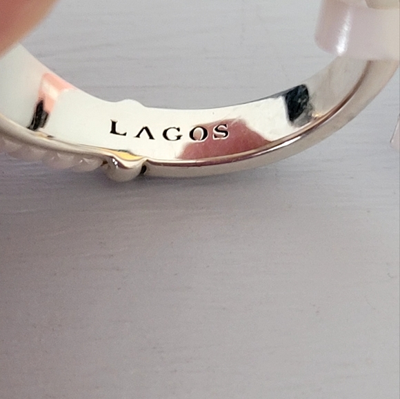 LAGOS SS White Ceramic Diamond Stacking Band Ring 7 - Picture 8 of 11